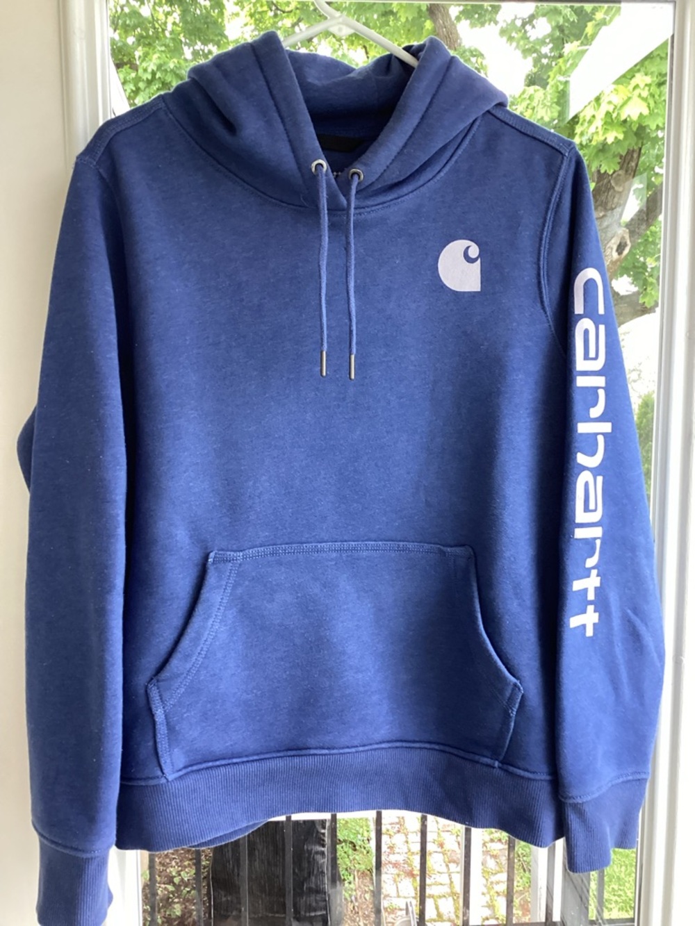 Carhartt Blue Logo-Print Pullover Hoodie